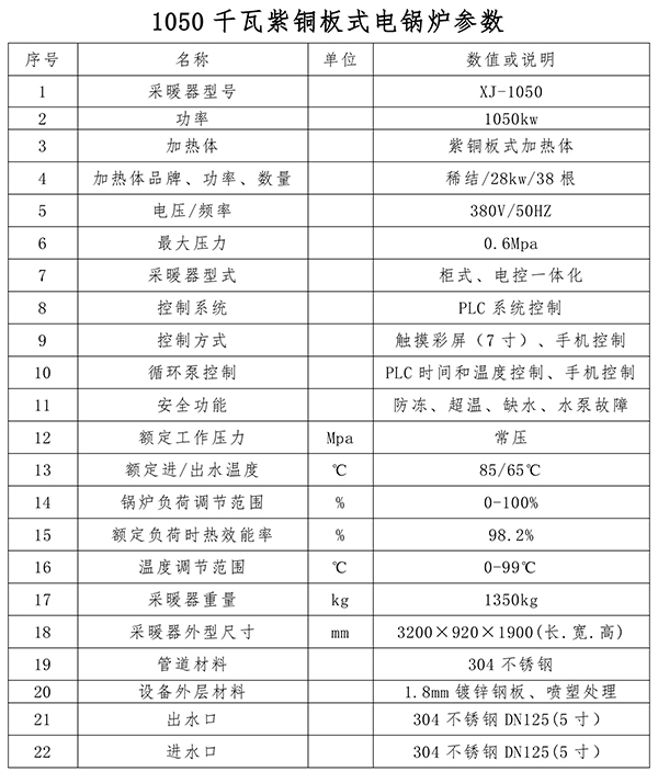 1050kw紫銅板式電鍋爐